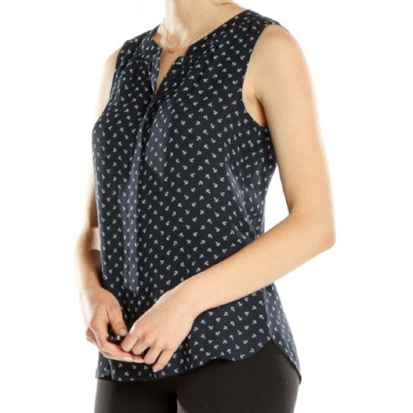 Banana Republic Navy Blue Anchor Tank Women’s Size 4 Petite - Picture 1 of 13